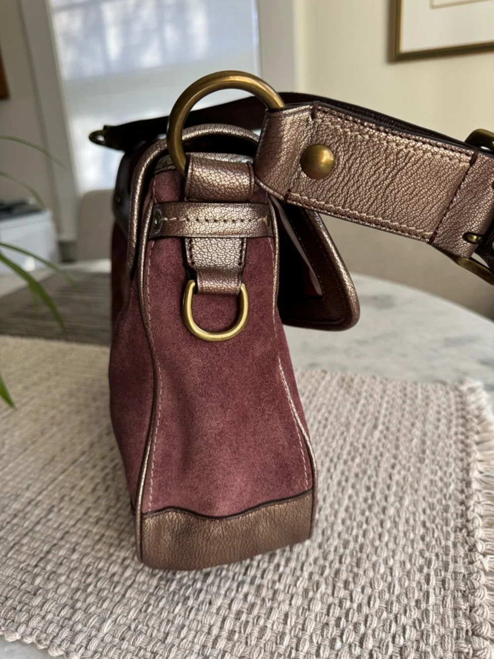 Coach Legacy Ali Shoulder Flap Bag in Plum Suede - Picture 6 of 17
